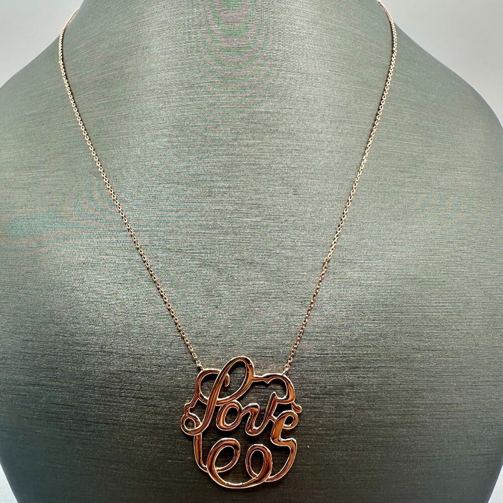Womens Rose Gold Plated Love Pendant Necklace in 925 Sterling Silver Adjustable
